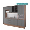Ver imagem 3 de Armário de Cozinha Completa com Balcão Milla Origin Core Carraro Nogal com Cinza Titânio