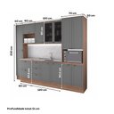 Ver imagem 5 de Armário de Cozinha Completa com Balcão Milla Origin Core Carraro Nogal com Cinza Titânio