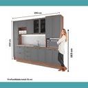 Ver imagem 7 de Armário de Cozinha Completa com Balcão Milla Origin Core Carraro Nogal com Cinza Titânio
