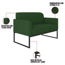 Ver imagem 3 de Kit Namoradeira e 2 Poltronas Decorativas Base Industrial Preta Maressa S23 Suede Verde - Ibiza