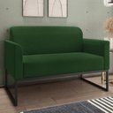Ver imagem 2 de Kit Namoradeira e 2 Poltronas Decorativas Base Industrial Preta Maressa S23 Suede Verde - Ibiza