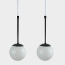 Ver imagem 1 de Kit 2 Pendentes Globo de Vidro Branco 120 com Haste - Preto - 2-2527-3