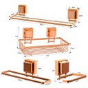 Ver imagem 4 de Kit Banheiro Toalheiro 45cm Papeleira Saboneteira Ventosa - Rosé Gold