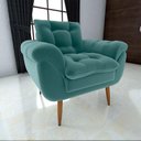 Ver imagem 3 de Poltrona Decorativa Confortável Pés em Madeira Maciça Xangai Veludo Verde Menta Matrix