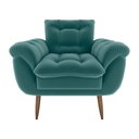 Ver imagem 2 de Poltrona Decorativa Confortável Pés em Madeira Maciça Xangai Veludo Verde Menta Matrix