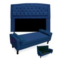 Ver imagem 1 de Kit Cabeceira Geovana + Calçadeira Baú Felix King Size 195cm Suede - Ecotec Decor:Azul Marinho