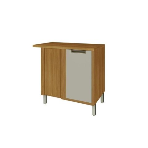 Módulo Cozinha Nesher Imperatriz Canto Reto 1 Porta C/ Tampo Freijo/off White