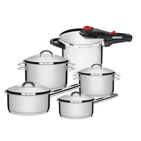 Conjunto Jogo Panelas 5pc Inox Fundo Triplo Tramontina Solar