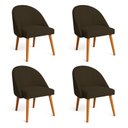 Ver imagem 1 de Kit 04 Cadeiras Poltrona de Jantar Luna Suede Pés Palito Castanho - Pallazio