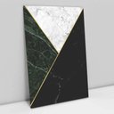 Ver imagem 1 de Quadro Decorativo em Canvas Geométrico Mármore Verde, Preto e Branco TaColado Moldura Preta 90 x 60c