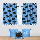 Ver imagem 2 de Kit Cortina Infantil Gatinho + 3 Capas Almofadas De Quarto