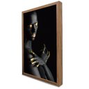 Ver imagem 1 de Quadro Decorativo Mulher Fashion em Moldura Caixa Tacolado Moldura Caixa Alta 4,5cm Madeira com Vidr