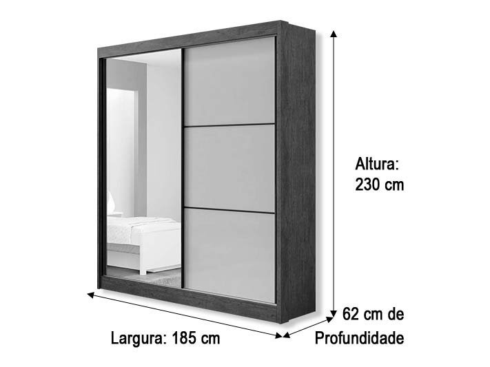 Guarda-roupa 2 Portas C/ Espelho Flex Cin/off Athenas 1.85 D'doro - 5