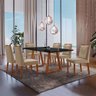 Conjunto Sala de Jantar Mesa Viena Madeira Maciça 160x90cm Tampo Retângular Vidro Preto com 6 Cadeir - 1