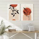 Ver imagem 1 de Kit 2 Quadros Decorativos Boho Sol Folhas Terracota 24x18cm - com Vidro:madeira Preta