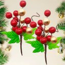 Ver imagem 3 de Pick Ramos Cerejinhas Enfeite Árvore de Natal 20cm Kit 4pçs