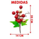 Ver imagem 4 de Pick Ramos Cerejinhas Enfeite Árvore de Natal 20cm Kit 4pçs