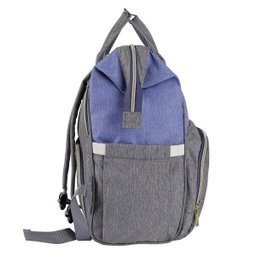 Bolsa Mochila Maternidade Lequeen Original azul com cinza - 4
