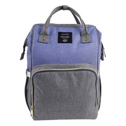 Bolsa Mochila Maternidade Lequeen Original azul com cinza - 2