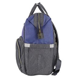 Bolsa Mochila Maternidade Lequeen Original azul com cinza - 5