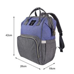 Bolsa Mochila Maternidade Lequeen Original azul com cinza - 3