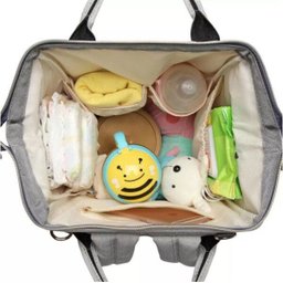 Bolsa Mochila Maternidade Lequeen Original Preto com Branco Listras - 2