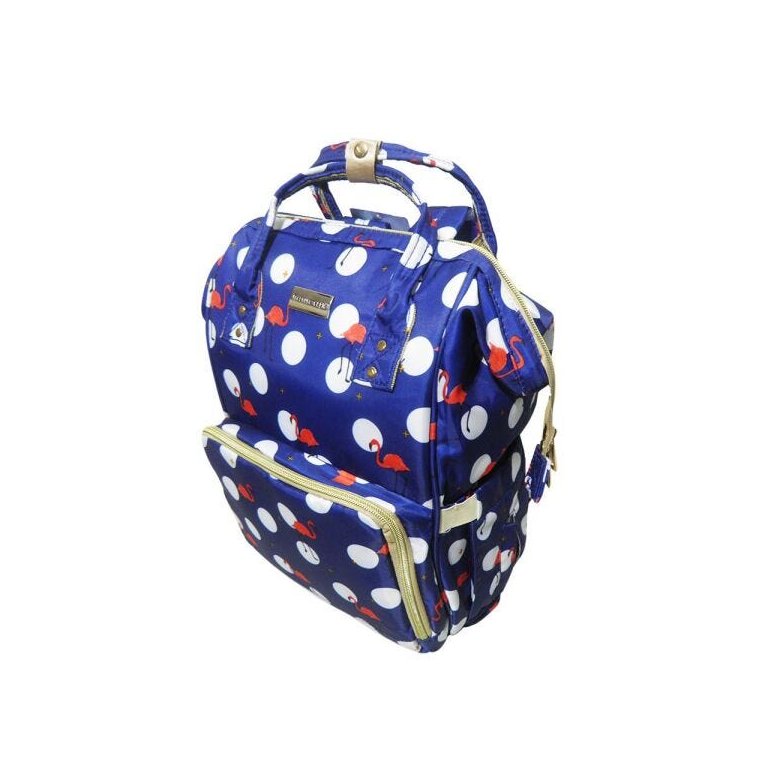 Mochila Maternidade Azul Marinho Bolsa Bebe Flamingo Criança Multi Impermeavel