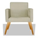 Ver imagem 3 de Kit 2 Poltrona Suede Bege Vivian Decorativa Pés Palito Imbuia Mel Cadeira para Sala Recepção