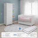 Ver mais imagens de Kit Quarto de Bebê Doce Sonho com Berço Mini Cama Guarda Roupa 2 Portas e Colchão D18 130x70 Movellu