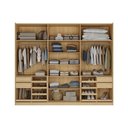 Ver imagem 2 de Guarda Roupa Casal 3 Portas Vidro Reflecta e Ripado 2,74m com LED Gavetas e Sapateiras Deslizantes