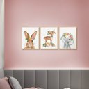 Ver imagem 2 de Kit 3 Quadros Decorativo Temático de Criança Moldura Caixa Animais Flores Delicados