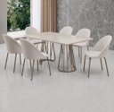 Ver imagem 2 de Mesa de Jantar Moderna 1,60m Off White Base Champagne 6 Lugares