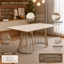 Ver imagem 5 de Mesa de Jantar Moderna 1,60m Off White Base Champagne 6 Lugares