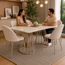 Ver imagem 7 de Mesa de Jantar Moderna 1,60m Off White Base Champagne 6 Lugares