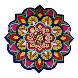 Quadro Mandala Enfeite de Parede Porcelana Colorida Floral - 2