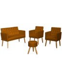 Ver imagem 1 de 1 Namoradeira 2 Poltronas Decorativa Mais Puff Resistente para Recepção Confortável Sala de Espera