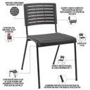 Ver imagem 3 de Kit 02 Cadeiras Empilhável Fixa Escritório Multiuso Base Preta Kimi P03 Preto - Lyam Decor