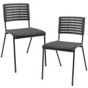 Ver imagem 1 de Kit 02 Cadeiras Empilhável Fixa Escritório Multiuso Base Preta Kimi P03 Preto - Lyam Decor
