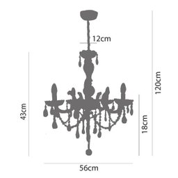 Lustre em Metal e Cristal 6 Braços Lâmpada Show - 3 Lustre em Metal e Cristal 6 Braços Lâmpada Show - 3