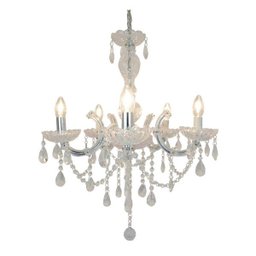 Lustre em Metal e Cristal 6 Braços Lâmpada Show - 1 Lustre em Metal e Cristal 6 Braços Lâmpada Show - 1