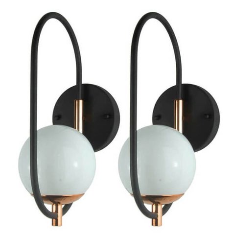 Kit com 2 Arandelas Globo Esfera Online 30cm - Cobre