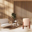 Ver imagem 5 de Kit 2 Puff Banquinho Redondo Dallas C/ Pés Madeira Maciça:bege