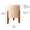 Ver imagem 2 de Kit 2 Puff Banquinho Redondo Dallas C/ Pés Madeira Maciça:bege