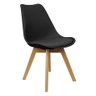 Cadeira Charles Eames Leda Luisa Saarinen Design Wood Estofada Base Madeira - Preto - 1