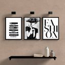 Ver imagem 2 de Kit 3 Quadros Fashion Preto e Branco 24x18cm - com vidro:Madeira branca