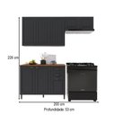 Ver imagem 4 de Cozinha Compacta Bariloche 8 Portas 2 Gavetas com Tampo e Pés 100% MDF Chumbo - Indékes
