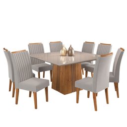 Mesa de Jantar Quadrada Suprema com 8 Cadeiras Fran Mel/off White/marfim - Casa Giulia - 2