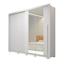 Ver imagem 1 de Guarda Roupa Marajó 245cm Ripado 2 Portas de Correr e 4 Gavetas com Espelho Mdp Branco G11 - Gran Be