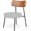 Ver imagem 1 de Poltrona Decorativa Para Sala De Estar Base Fixa Londres L02 Couríssimo Camel Linho Cinza - Lyam