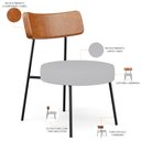 Ver imagem 4 de Poltrona Decorativa Para Sala De Estar Base Fixa Londres L02 Couríssimo Camel Linho Cinza - Lyam